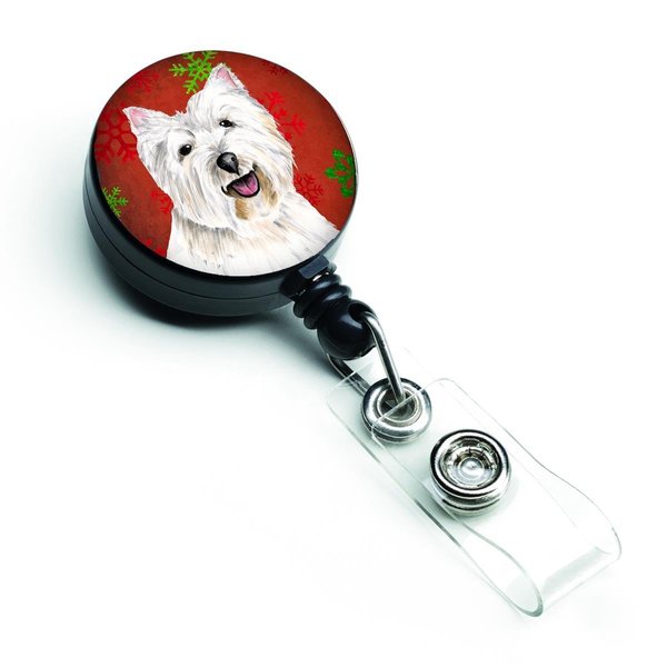 Carolines Treasures Westie Red and Green Snowflakes Holiday Christmas Retractable Badge Reel SC9410BR